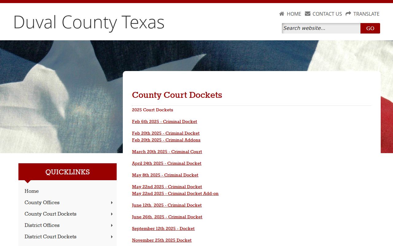 Duval County misdemeanor criminal court docket calendars