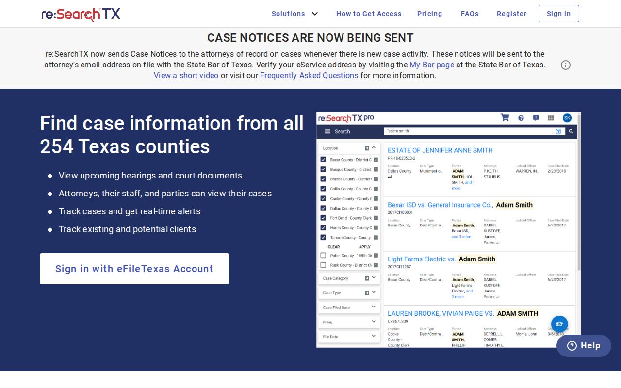 Duval County court case search through re SearchTX